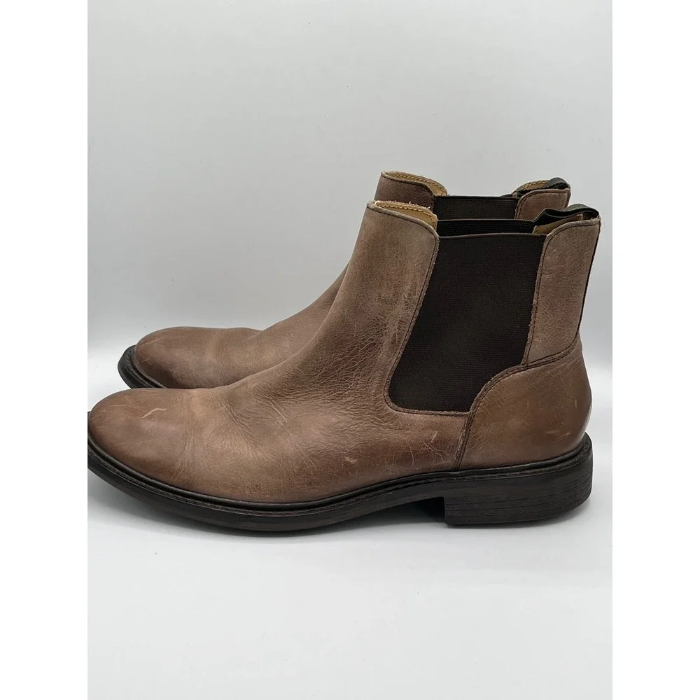 Cole Haan Men Brown Leather Chelsea Boots C12777 Distressed Lug Sole Sz 9.5 M